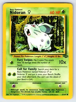 Nidoran 57/64 1999 Jungle Set Pokemon Card TCG WOTC Vintage Common - Lp - Image 1