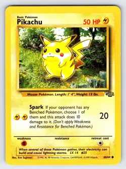 PIkachu 60/64 1999 Jungle Set Pokemon Card TCG WOTC Vintage Common - Mp - Image 1