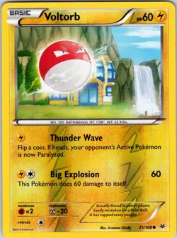Voltorb 21/108 XY - Roaring Skies Pokemon NM/LP Reverse Holo - Image 1