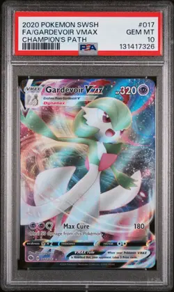 2020 POKEMON SWORD & SHIELD CHAMP'S PATH #017 FULL ART/GARDEVOIR VMAX PSA 10 - Image 1