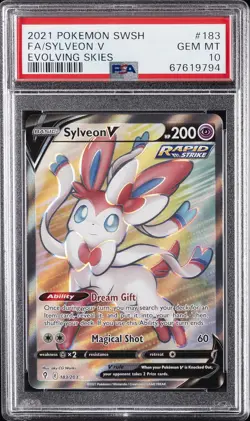 2021 POKEMON SWORD & SHIELD EVOLVING SKIES #183 FULL ART/SYLVEON V PSA 10 - Image 1
