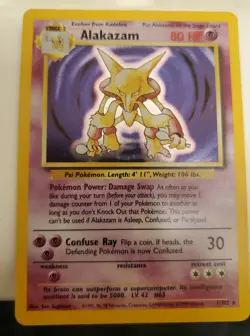 Pokemon Alakazam Holo 1/102 Base Set 1999 Ungraded Excellent Cond. - Image 1