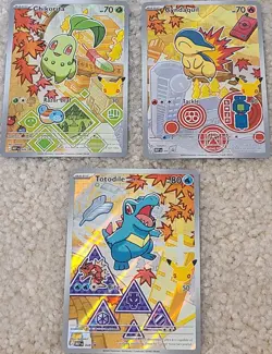 First Partner Illustration Johto Set Mega Evo Chikorita, Cyndaquil & Totodile - Image 1