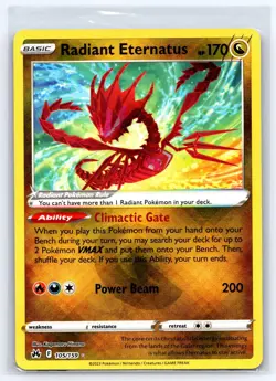 Radiant Eternatus 105/159 Radiant Rare Crown Zenith Pokemon Holo Near Mint - Image 1