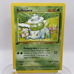 French Bulbizarre Bulbasaur 1st Edition 44/102 Base MP WOTC Pokemon TCG Vintage - Image 1