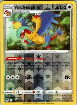 Archeops 147/195 Silver Tempest Pokemon Reverse Holo Near Mint - Image 1