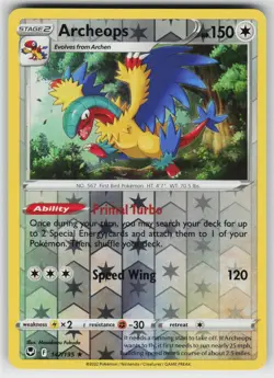Archeops 147 Reverse Holo 195 R Silver Tempest Pokemon Lightly Played - Image 1