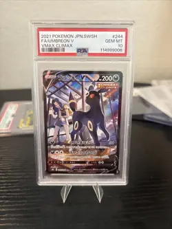 2021 POKEMON JAPANESE SWORD & SHIELD VMAX CLIMAX #244 FULL ART/UMBREON V PSA 10 - Image 1