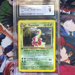 POKEMON MEGANIUM 2000 NEO GENESIS 1ST EDITION #11 HOLO CGC 9 SWIRL - Image 1