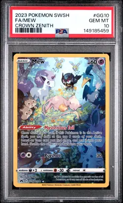2023 POKEMON SWORD & SHIELD CROWN ZENITH #GG10 FULL ART/MEW PSA 10 - Image 1