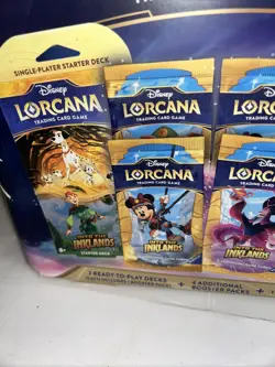 Disney Lorcana Trading Card Game 2 Decks 4 Booster Packs 1 Promo Card Sealed - Image 2