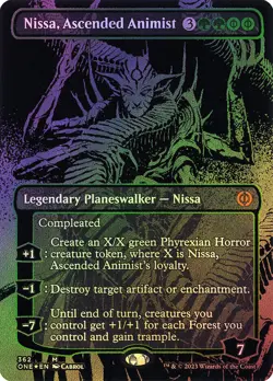 MTG OIL SLICK FOIL Nissa, Ascended Animist Borderless - Phyrexia: All Will Be - Image 1
