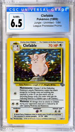 1999 Jungle Pokemon CGC 6.5 Clefable Holo #1 League Prerelease Promo RARE - Image 1