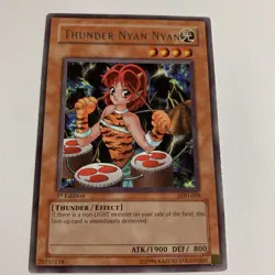 Konami Thunder Nyan Nyan Legacy of Darkness Yu-Gi-Oh! 1st Edition Card LOD-059 - Image 1