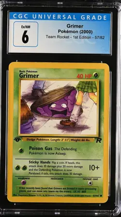 2000 Pokemon Team Rocket 1st Edition Grimer 57/82 WOTC Wizards CGC 6 - Image 1