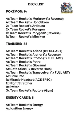Team Rockets Honchkrow & Porygon - Pokemon TCG - OutTheBoxTCG Custom Meta Decks - Image 2