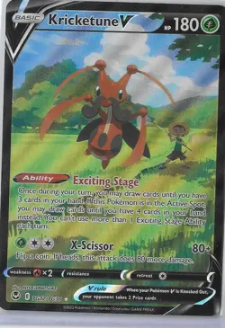 Kricketune V TG12/TG30 Holo V Rare Silver Tempest Trainer Gallery Pokemon NM - Image 1