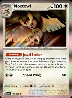 Noctowl 115/142 Holo Rare - Pokemon SV07: Stellar Crown NM - Image 1