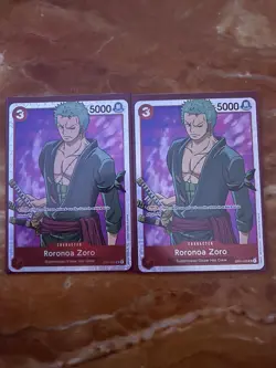 One Piece Roronoa Zoro Parallel Card Game OP01-025, SR Romance Dawn Edition X2 - Image 1