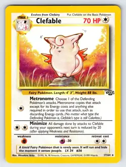 Clefable 17/64 1999 Jungle Set Pokemon Card TCG WOTC Vintage Rare - Lp/Vlp - Image 1
