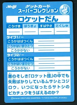 Pokemon Card Team Rocket Rocket-Dan Meiji Embossed Promo Foil 1999 MP - Image 2