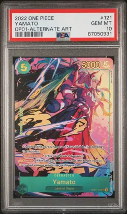 PSA10 One Piece Card YAMATO OP01-0121 ALTERNATE ART Romance Dawn - Image 1