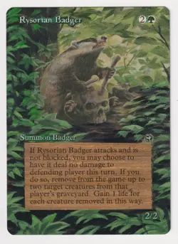 Altered Rysorian Badger MP Homelands MTG Magic Hand Painted Art Reserved List! - Image 1
