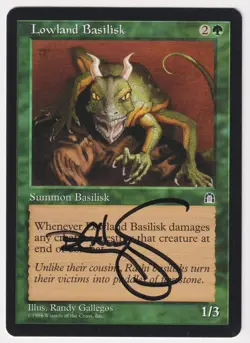 Signed Lowland Basilisk Proof LP Stronghold Artist Randy Gallegos MTG Magic AP! - Image 1