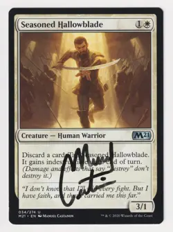 Signed Seasoned Hallowblade LP Core Set 2021 M21 Artist Manuel Castanon WOTC MTG - Image 1