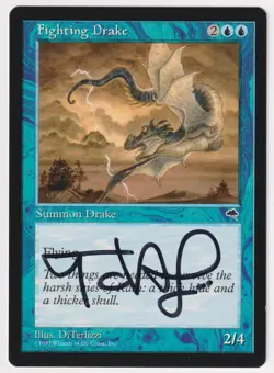 Signed Fighting Drake Proof LP Tempest Artist DiTerlizzi 1997 WOTC MTG Magic AP! - Image 1