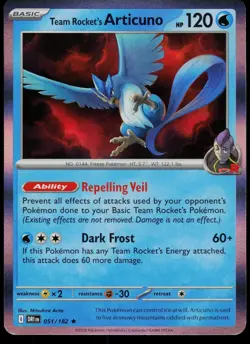 Team Rocket's Articuno 051/182 Rare Destined Rivals Pokemon Near Mint - Image 1