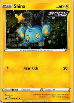 Shinx 046/163 Common Battle Styles Pokemon Reverse Holo Near Mint - Image 1