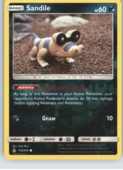 Sandile 113/214 Common Unbroken Bonds Pokemon Reverse Holo Near Mint - Image 1