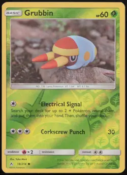Grubbin 18/214 LP Unbroken Bonds Common Reverse Holo Pokemon - Image 1