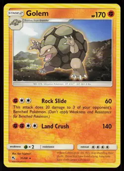 Golem 35/68 Rare Hidden Fates Pokemon Near Mint - Image 1