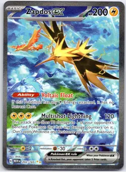 POKEMON TCG ZAPDOS EX 202/165 MEW SPECIAL ILLUSTRATION RARE 151 POKEMON - Image 1
