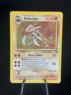 Kabutops 9/62 Holo Rare Fossil Pokemon Unlimited Holo Heavily Played - Image 1