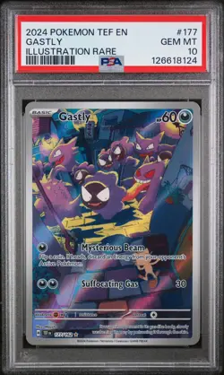 2024 POKEMON TEF EN-TEMPORAL FORCES ILLUSTRATION RARE #177 GASTLY PSA 10 - Image 1