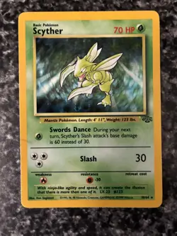 Pokemon TCG Scyther Jungle 10/64 Holo Unlimited Holo Rare HP/DMG - Image 1