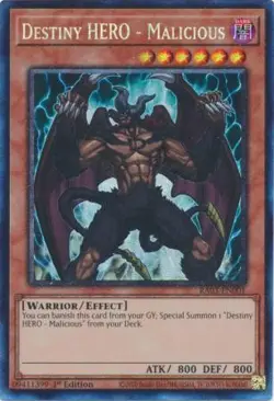 Yugioh! Destiny HERO - Malicious - RA03-EN001 - Prismatic Collector's Rare - 1st - Image 1