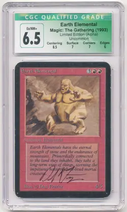 Graded Signed Earth Elemental CGC 6.5 Alpha Limited Artist Dan Frazier MTG Magic - Image 1