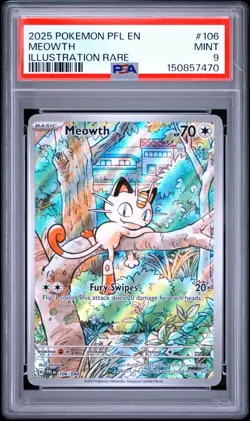 Pokemon TCG Meowth 106/094: Phantasmal Flames Illustration Rare PSA 9 - Image 1