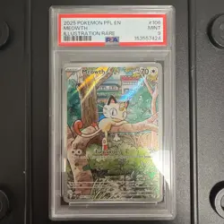 Meowth 106/094 Phantasmal Flames Holo Illustration Rare PSA 9 Pokemon TCG - Image 1