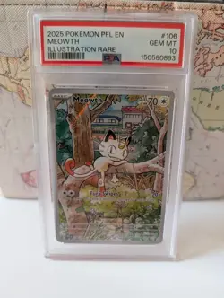 Pokemon TCG Meowth 106/094 Phantasmal Flames Illustration Rare - PSA 10 - Image 1