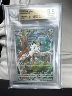 Pokemon TCG Meowth 106/094 Illustration Rare Phantasmal Flames BGS 9.5 GEM MINT - Image 1