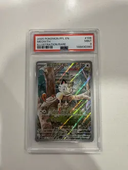 Meowth 106/094 Phantasmal Flames Holo Illustration Rare PSA 9 Pokemon TCG - Image 1