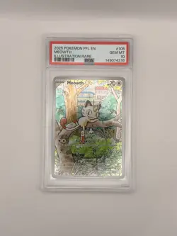 Meowth 106/094 - Pokemon TCG - ME Phantasmal Flames - Illustration Rare - PSA 10 - Image 1