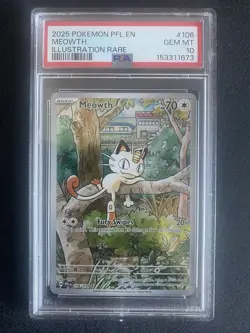 Pokemon TCG Meowth 106/094 Phantasmal Flames Illustration Rare - PSA 10 - Image 1