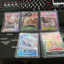 One Piece Card Game Japanese Foil 5 Card Lot Mihawk/Vivi/ UTA alt leader - Image 1