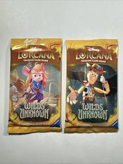 2x Disney Lorcana TCG Wilds Unknown Booster Pack 12 Cards Factory Sealed LOT - Image 1